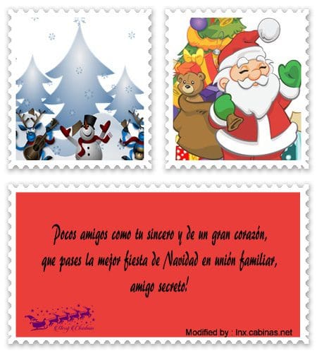 tarjetas con mensajes para amigo secreto por Navidad.#SaludosDeNavidad
